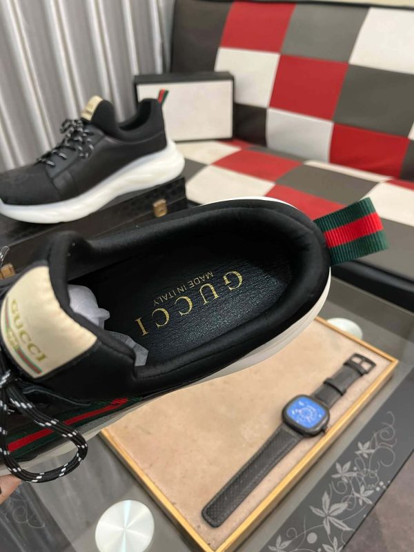 Gucci Black Jumbo GG Canvas Trainer with Web Stripe