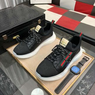 Gucci Black Jumbo GG Canvas Trainer with Web Stripe