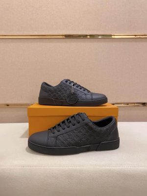 Louis Vuitton Black Embossed Smooth Leather Match Up Sneaker