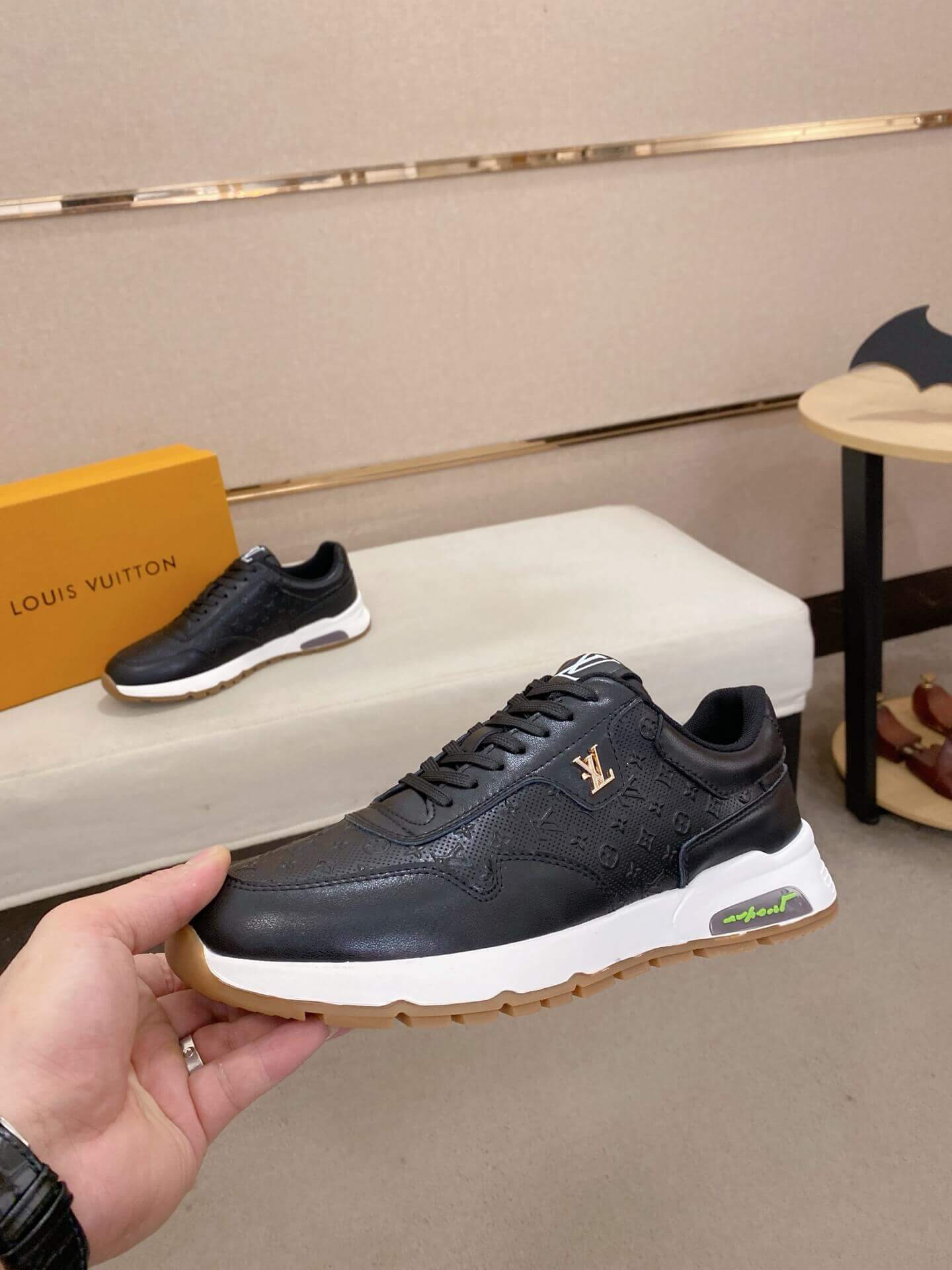 LV Run Away Sneaker in Black Monogram Debossed Leathe 2 LV Run Away Sneaker in Black Monogram Debossed Leathe - Image 2