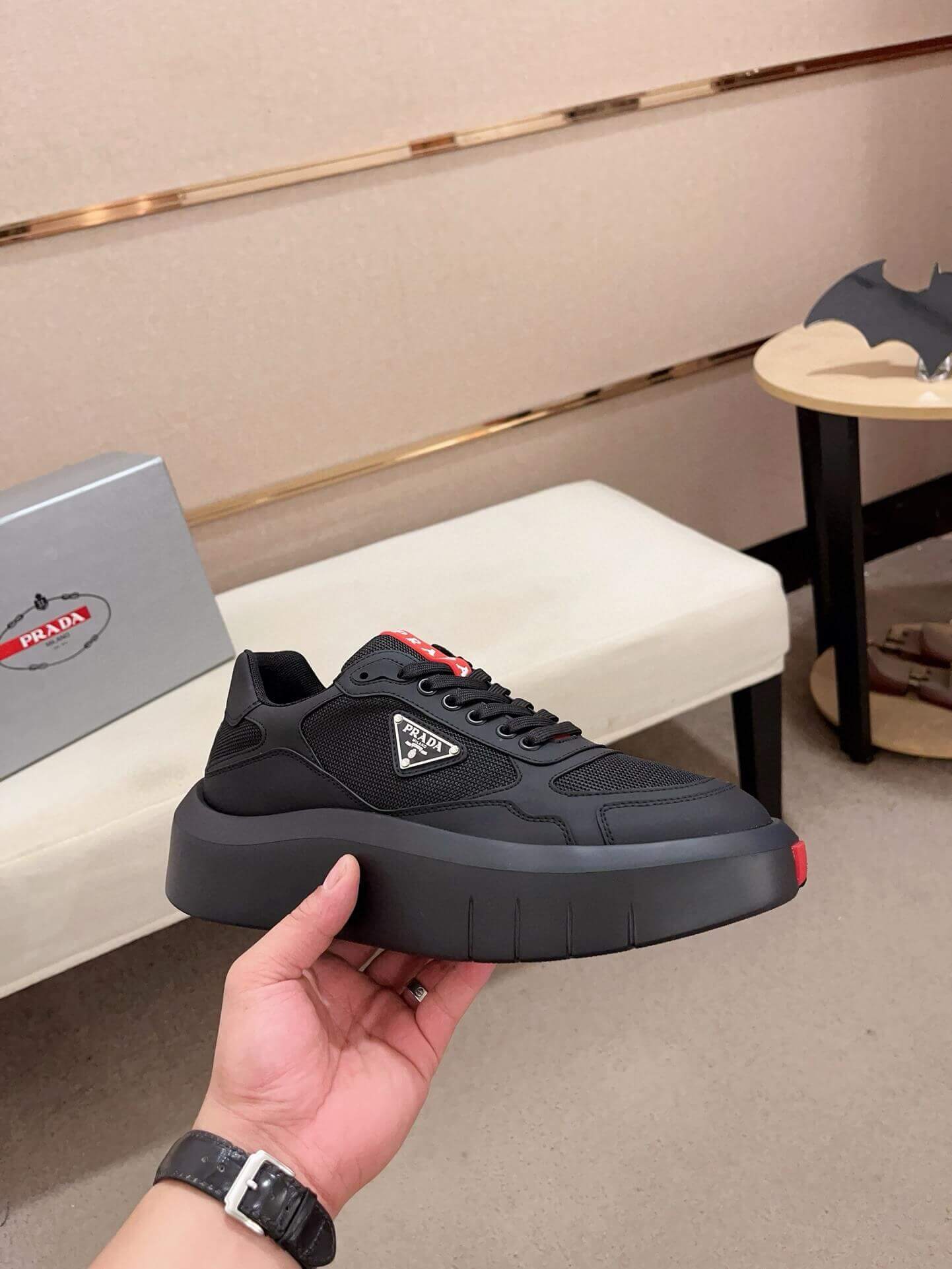 Prada America's Cup Re-Nylon Sneaker in Black 8 Prada America's Cup Re-Nylon Sneaker in Black - Image 8