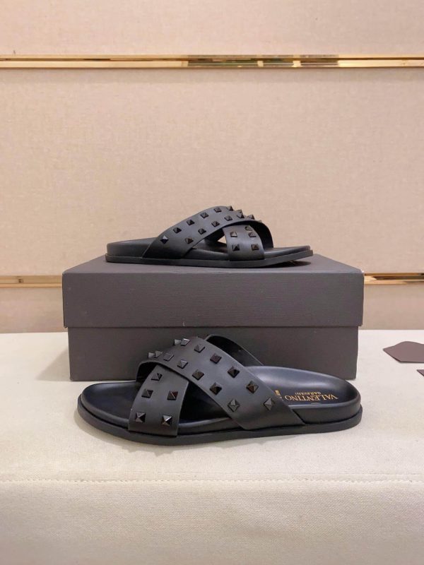 Valentino Garavani Rockstud Sandal in Black Leather