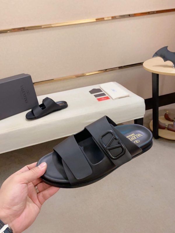 Valentino Garavani VLogo Sandals in Black Leather