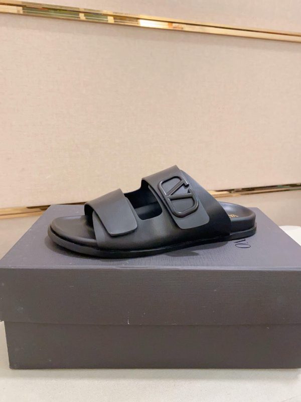 Valentino Garavani VLogo Sandals in Black Leather