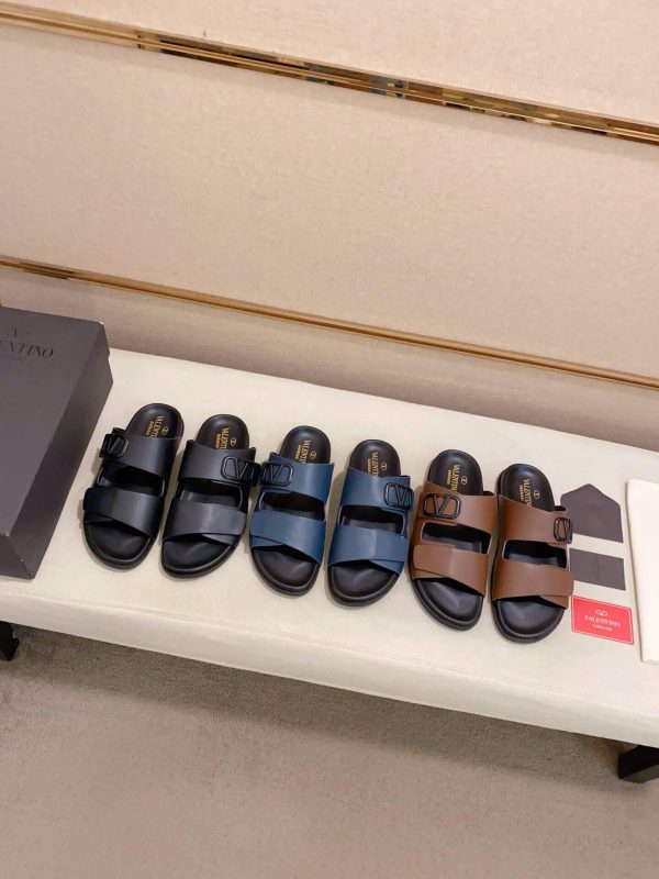 Valentino Garavani VLogo Sandals in Black Leather