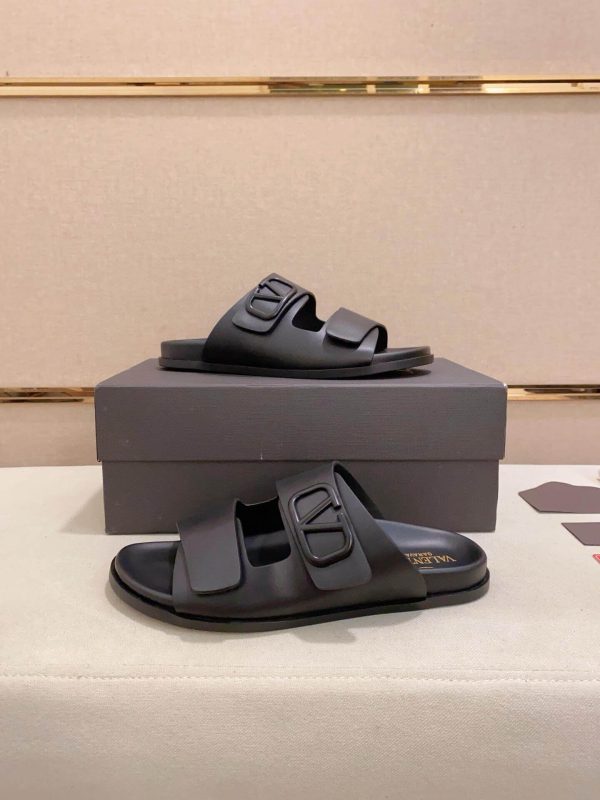Valentino Garavani VLogo Sandals in Black Leather