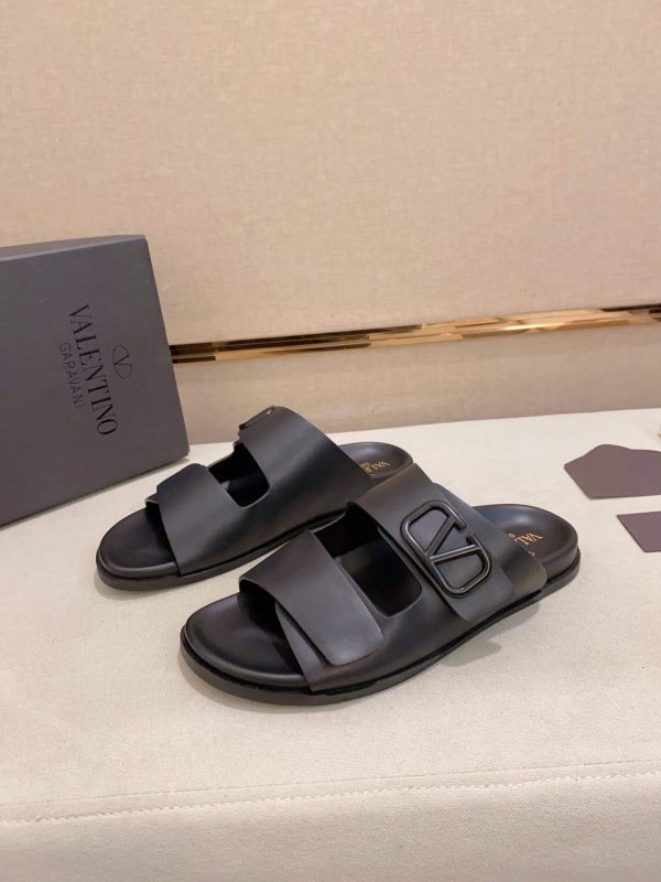 Valentino Garavani VLogo Sandals in Black Leather