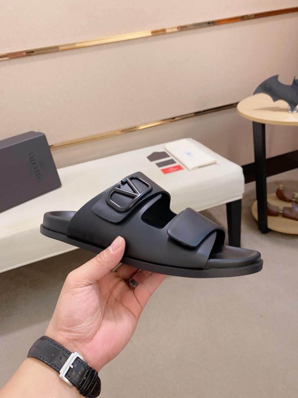 Valentino Garavani VLogo Sandals in Black Leather