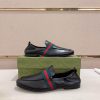 Gucci Men's Black Leather Loafer with Web