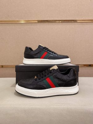 Gucci Black GG Supreme Leather Sneaker with Web