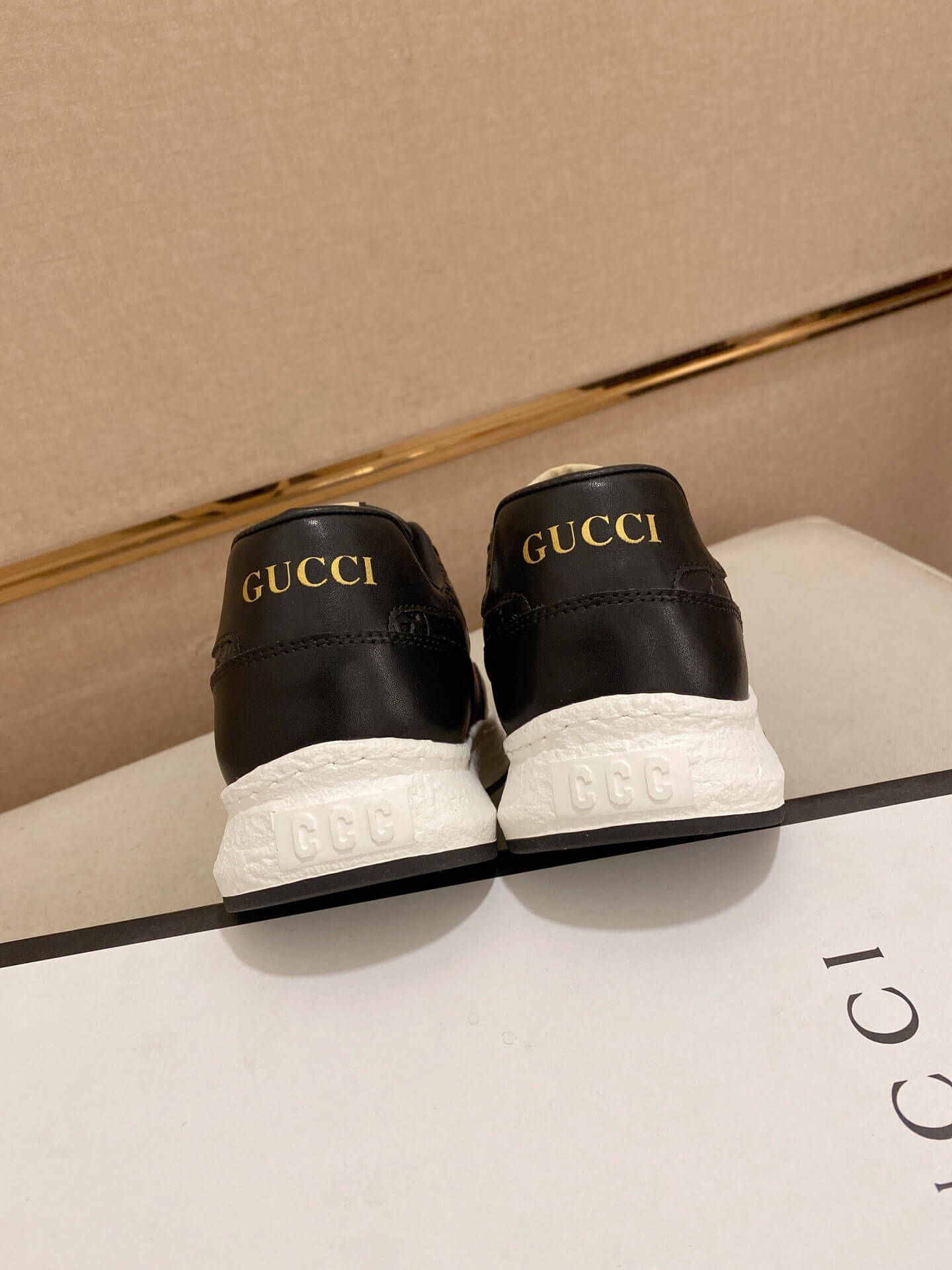 Gucci Black GG Supreme Leather Sneaker with Web 8 Gucci Black GG Supreme Leather Sneaker with Web - Image 8