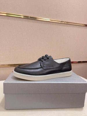 Prada Black Leather Lace-Up Loafer