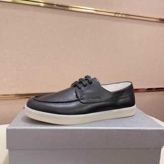 Prada Black Leather Lace-Up Loafer