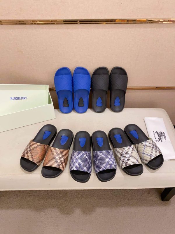 Burberry Embossed Check Dive Slides in Blue