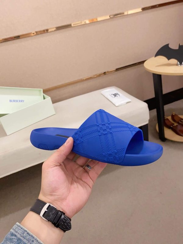 Burberry Embossed Check Dive Slides in Blue