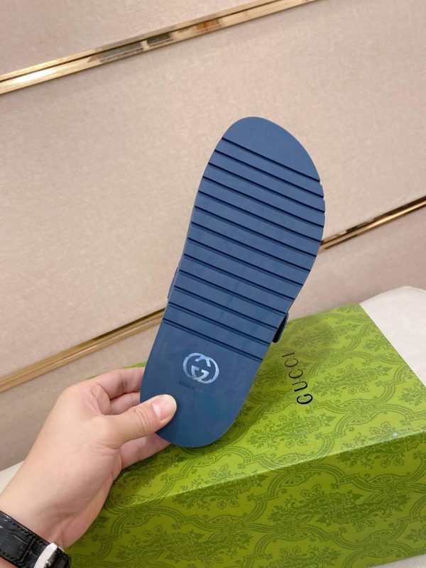 Gucci Blue GG Suede Slide Sandal