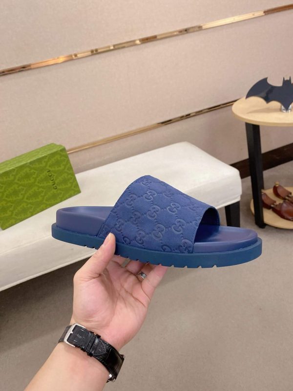 Gucci Blue GG Suede Slide Sandal