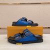 blueLouisVuittonmen_ssandalwithtwoadjustablestrapsandblacksoles_2 LV Venice Mule in Blue Smooth Leather
