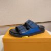 blueLouisVuittonmen_ssandalwithtwoadjustablestrapsandblacksoles_6 LV Venice Mule in Blue Smooth Leather