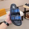 blueLouisVuittonmen_ssandalwithtwoadjustablestrapsandblacksoles_7 LV Venice Mule in Blue Smooth Leather