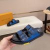 blueLouisVuittonmen_ssandalwithtwoadjustablestrapsandblacksoles_8 LV Venice Mule in Blue Smooth Leather