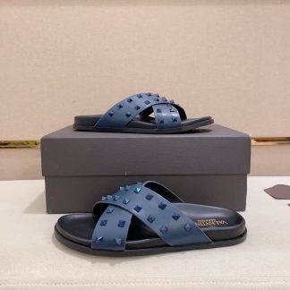 Valentino Garavani Rockstud Sandal in Blue Leather