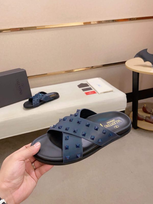 Valentino Garavani Rockstud Sandal in Blue Leather