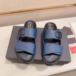 Valentino Garavani VLogo Sandals in Blue Leather