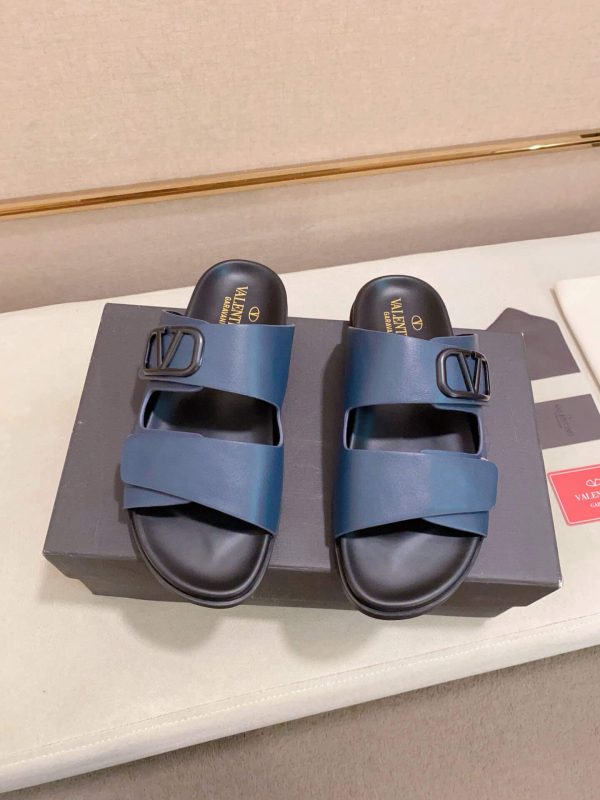 Valentino Garavani VLogo Sandals in Blue Leather