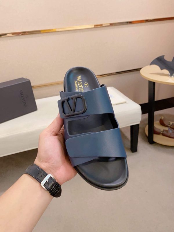 Valentino Garavani VLogo Sandals in Blue Leather