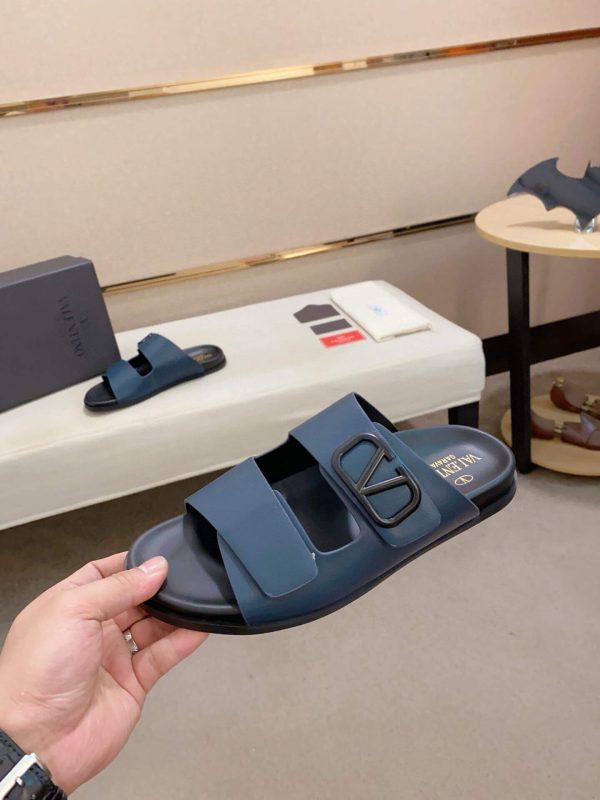 Valentino Garavani VLogo Sandals in Blue Leather