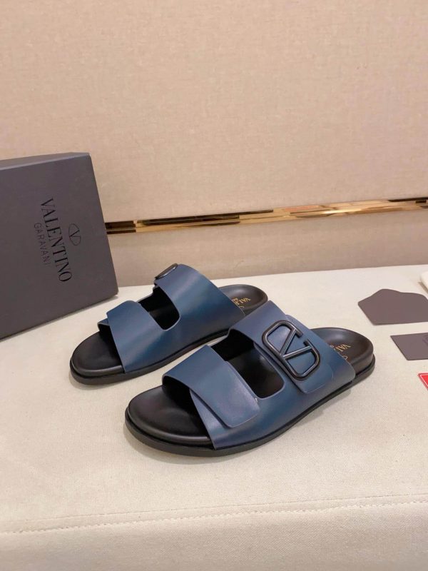 Valentino Garavani VLogo Sandals in Blue Leather