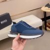 BOSS Mixed Materials Blue Trainer with Jacquard Pattern Canvas