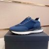 BOSS Mixed Materials Blue Trainer with Jacquard Pattern Canvas