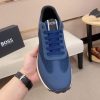 BOSS Mixed Materials Blue Trainer with Jacquard Pattern Canvas