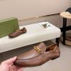 Gucci Men's Brown Leather Loafer with Interlocking G Chain