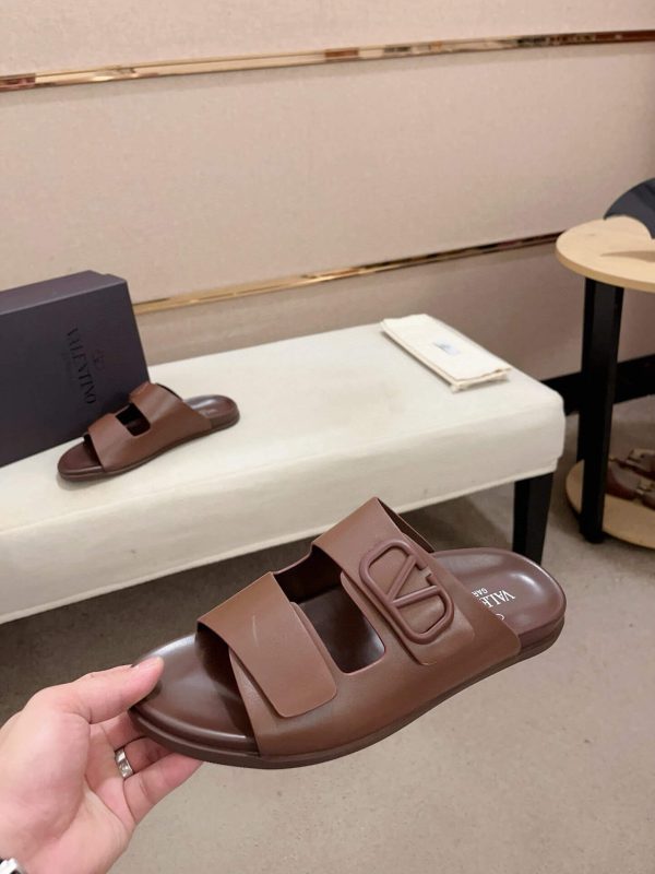 Valentino Garavani VLogo Sandals in Brown Leather