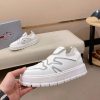 Prada White Techno Knit and Leather Sneakers