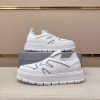 Prada White Techno Knit and Leather Sneakers