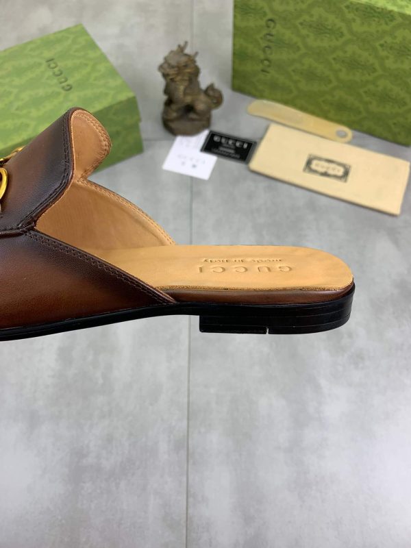 darkbrownleatherGucciPrincetownmule_4 Gucci Brown Leather Princetown Slipper with Horsebit