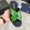 Prada Green Crocodile Leather Crisscross Sandals