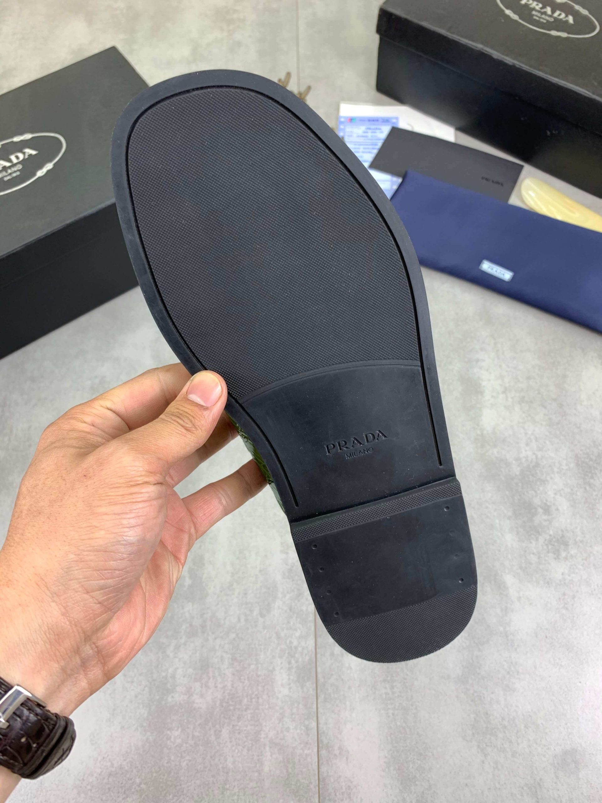 Prada Green Crocodile Leather Crisscross Sandals 7 Prada Green Crocodile Leather Crisscross Sandals - Image 7