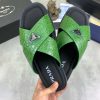 Prada Green Crocodile Leather Crisscross Sandals