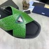 Prada Green Crocodile Leather Crisscross Sandals