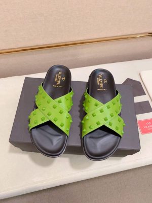 Valentino Garavani Rockstud Sandal in Green Leather