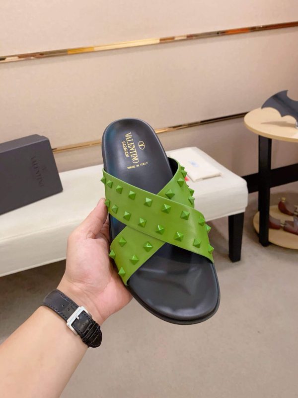 Valentino Garavani Rockstud Sandal in Green Leather