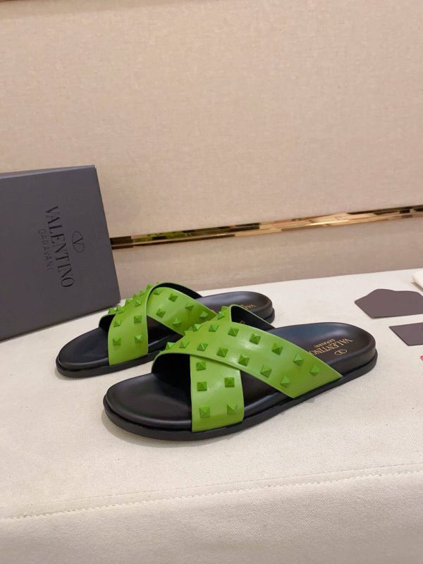 Valentino Garavani Rockstud Sandal in Green Leather