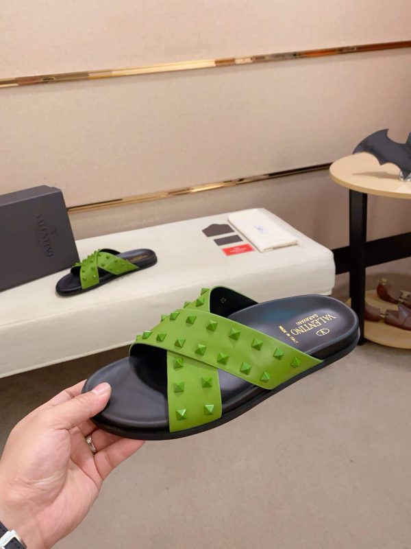 Valentino Garavani Rockstud Sandal in Green Leather