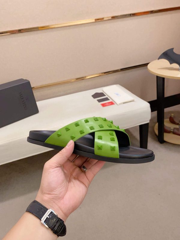 Valentino Garavani Rockstud Sandal in Green Leather