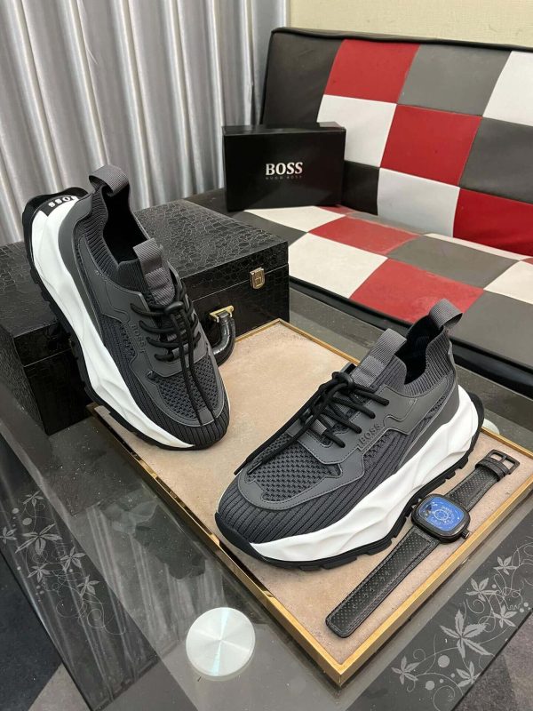 Boss Grey TTNM EVO Trainer with Knitted Uppers